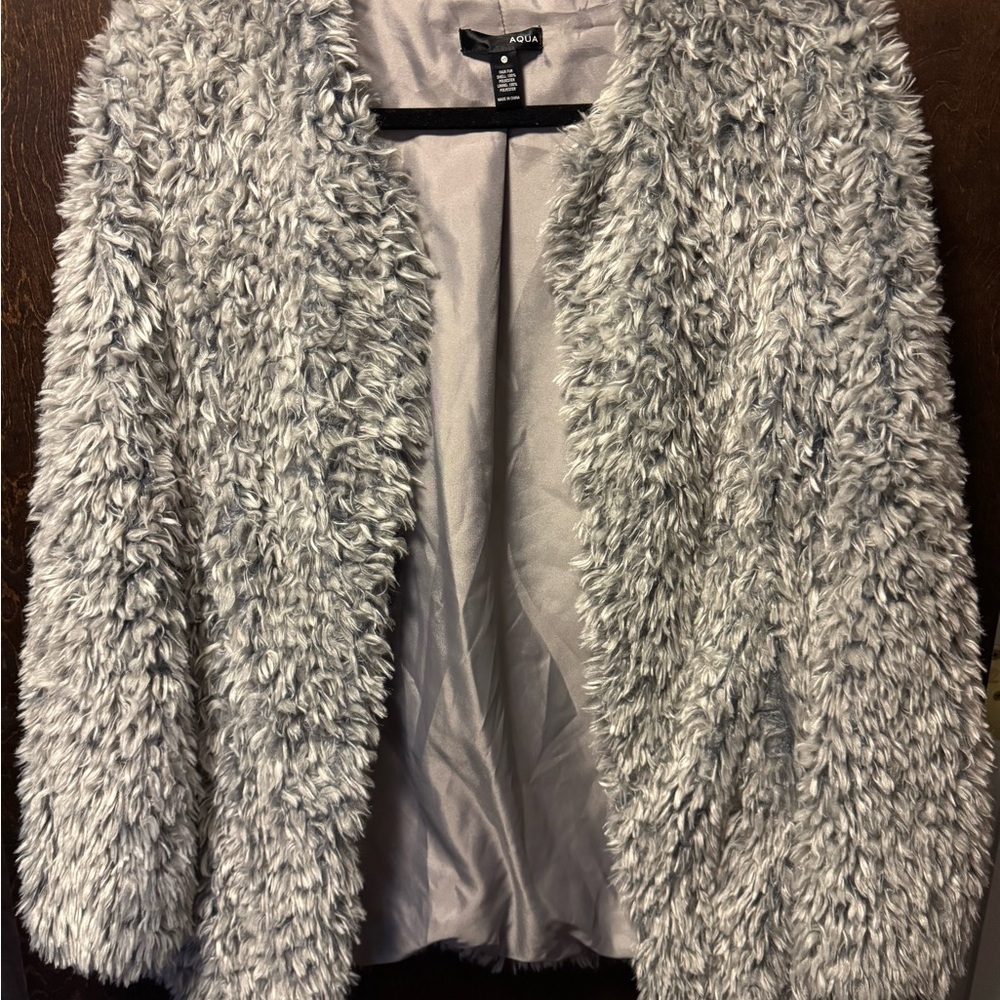 Aqua Women's Gray Faux Fur Jacket